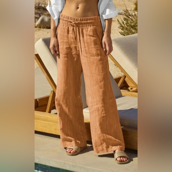 Athleta Pants - Athleta Cabo Linen Textured Wide Leg Pant, Rain Dance